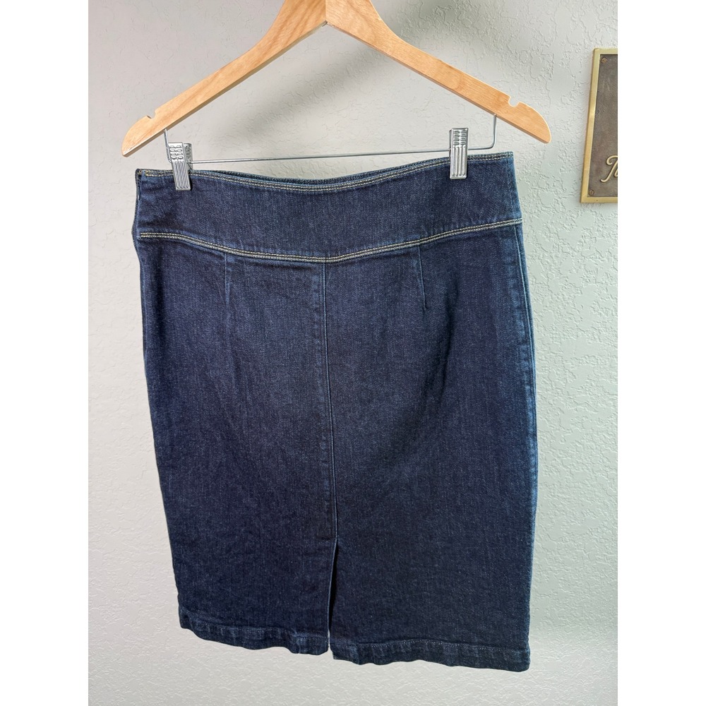 LRL Ralph Lauren‎ Jeans Co Dark Wash Denim Pencil Skirt Size 10 Zip Pockets